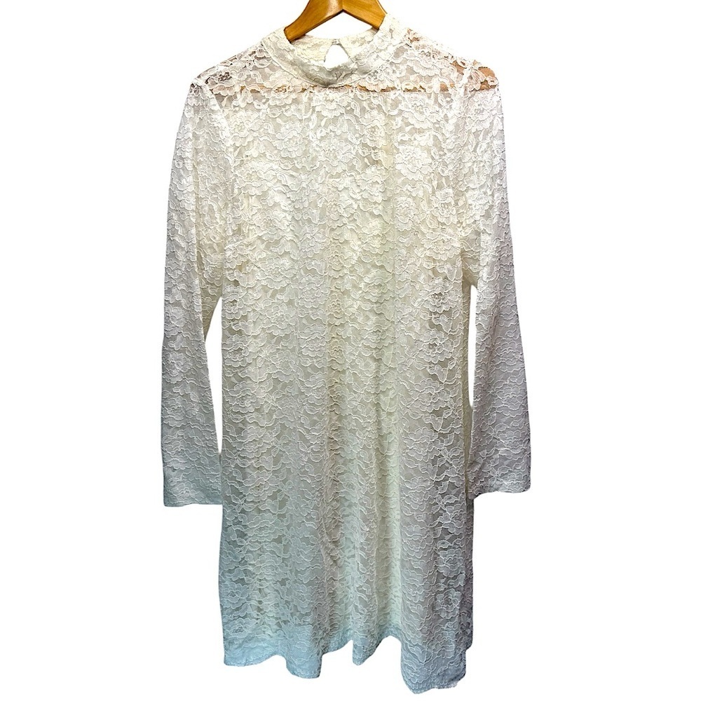 Ivory Fairy Dress Lace Overlay Long Sleeve Scalloped Hem ModCloth by Wendy Bird